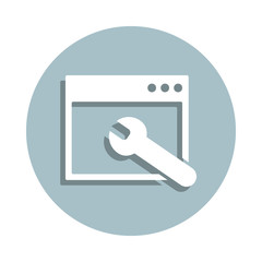 Website services badge icon. Simple glyph, flat vector of seo and development icons for ui and ux, website or mobile application