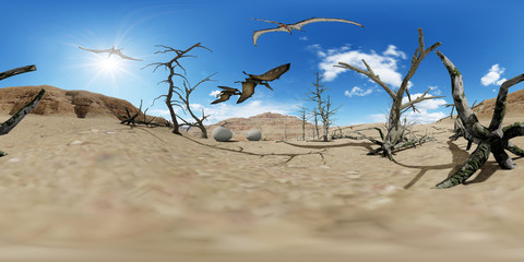 Dinosaurs Jurassic prehistoric scene 3d rendering