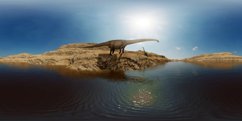 Dinosaurs Jurassic prehistoric scene 3d rendering © satori