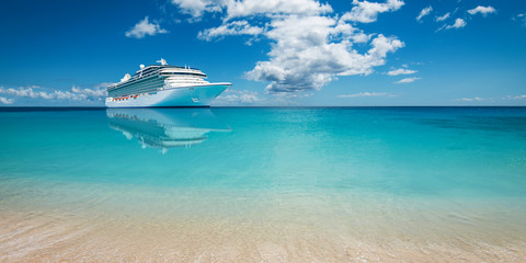 Luxury cruise ship at sea.
