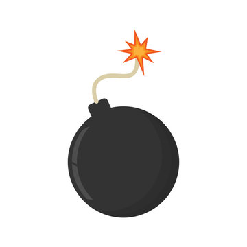 Bomb icon vector illustration isolated on white background. Boom symbol.