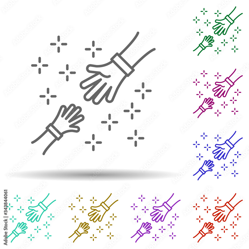 Poster help hands multi color icon. simple thin line, outline vector of no gubernamental organization icons