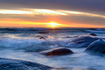 Obraz premium Sunset at Sea. Storm. Seascape, The beautiful sunset over sea in Thailand.