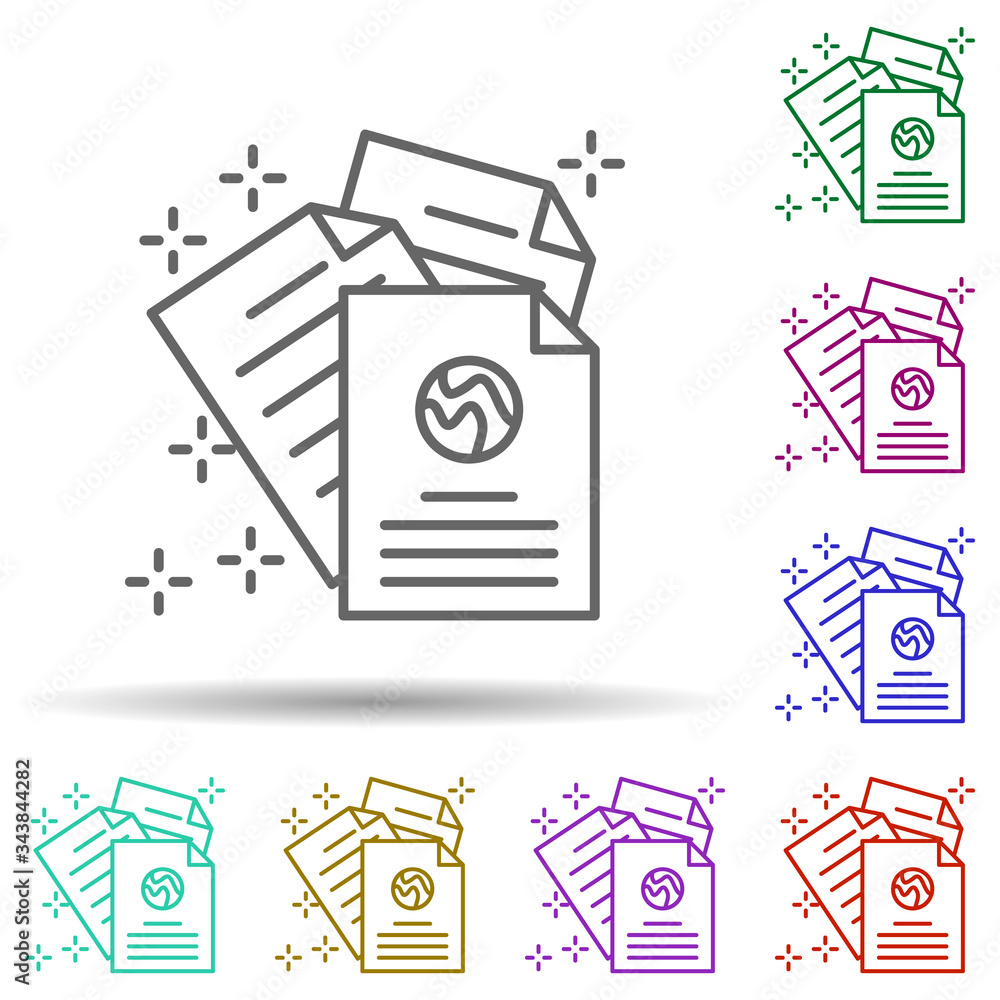 Poster documentation paper earth multi color icon. simple thin line, outline vector of no gubernamental org