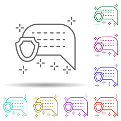 Freedom of speech speech bubble shield protection multi color icon. Simple thin line, outline vector of no gubernamental organization icons for ui and ux, website or mobile application