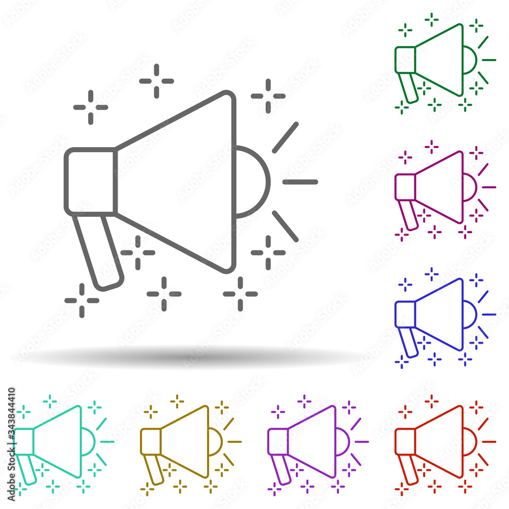 Poster publicity megaphone multi color icon. simple thin line, outline vector of no gubernamental organizat