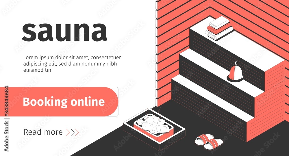 Canvas Prints sauna isometric banner