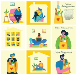 Vector illustrations Shopping concept of Online delivery with different people for website and mobile website development in the flat design