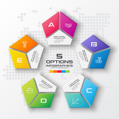 Pentagon infographic template,Business concept with 5 options,Vector illustration.