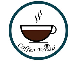 cup of coffee tea and smoke with steam line icon,coffee break