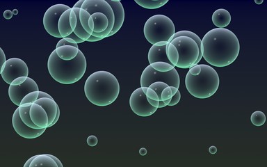 Dark background green mesh bubbles. Wallpaper, texture with bubble. 3D illustration