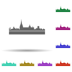 Naklejka premium Cologne detailed skyline multi color icon. Simple glyph, flat vector of cities icons for ui and ux, website or mobile application