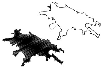 Piacenza City (Italian Republic, Italy, Emilia-Romagna) map vector illustration, scribble sketch City of Plaisance map