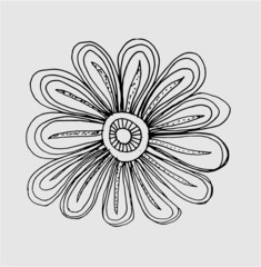 Zentangle floral flower hand drawing print embroidery graphic design vector art