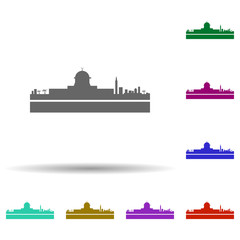 Fototapeta premium Jerusalem detailed skyline multi color icon. Simple glyph, flat vector of cities icons for ui and ux, website or mobile application