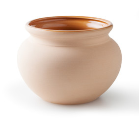 Clay pot isolated on white background with clipping path