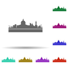 Fototapeta premium Dominican detailed skyline multi color icon. Simple glyph, flat vector of cities icons for ui and ux, website or mobile application