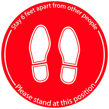 Foot Symbol Marking the standing position, the floor as markers for people to stand 6 feet apart, the practices put in place to enforce social distancing, vector illustration