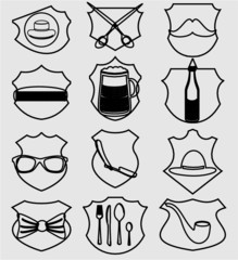 Brooklyn hipster icon print embroidery graphic design vector art