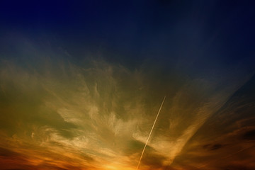 Cirrus Sky Clouds abstract  moody dramatic nature texture flight airplane trail