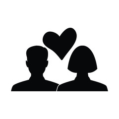 couple in love icon. man and woman in love icon. symbol of love. icon with mirror shadow