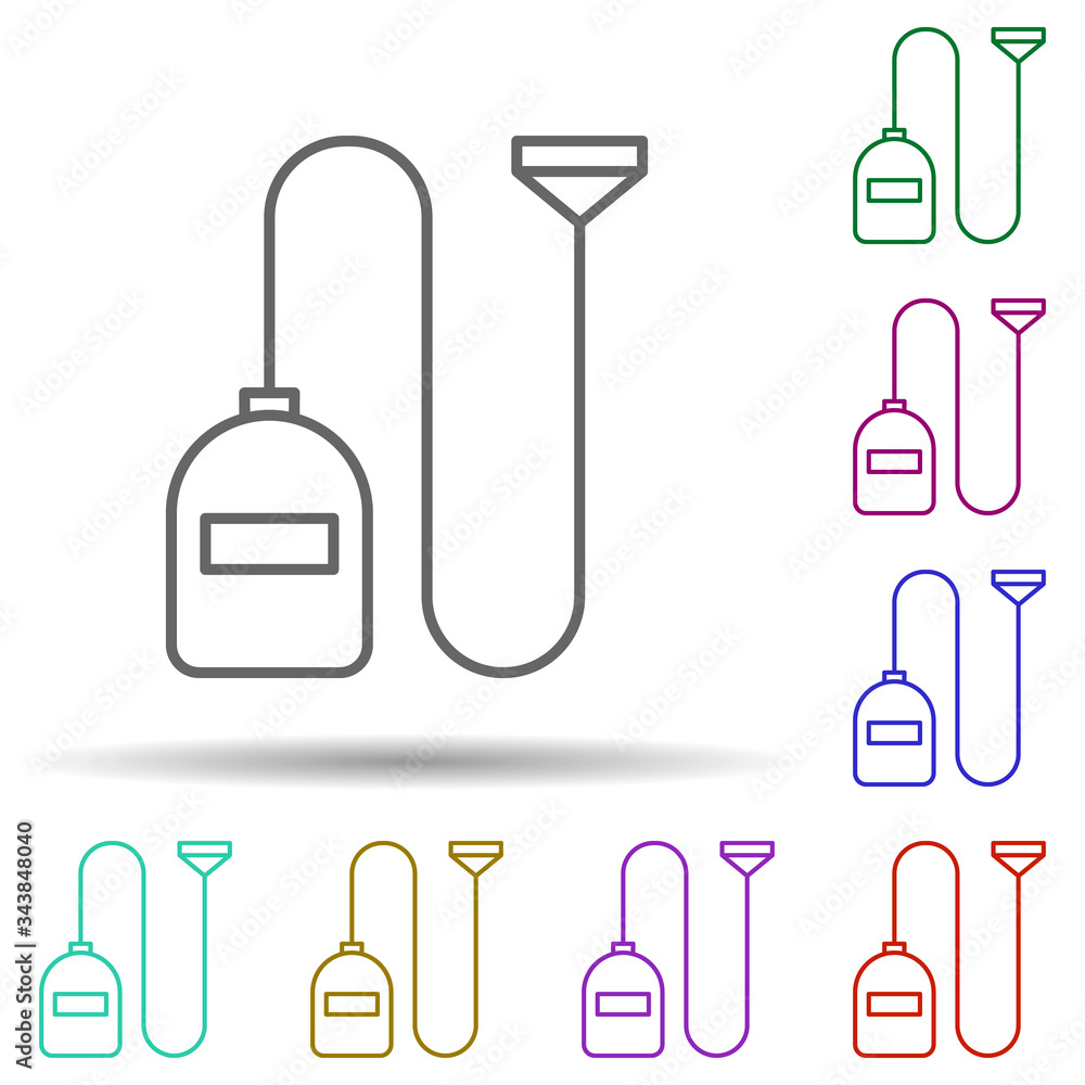 Poster vacuum cleaner multi color icon. simple thin line, outline vector of cleaning icons for ui and ux, w