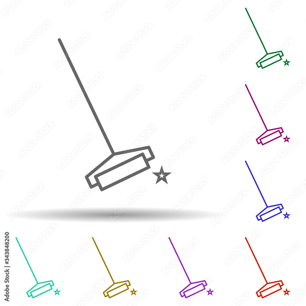 Poster floor mop multi color icon. simple thin line, outline vector of cleaning icons for ui and ux, websit