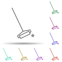 Floor mop multi color icon. Simple thin line, outline vector of cleaning icons for ui and ux, website or mobile application