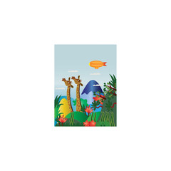 Fototapeta premium vector illustration of funny wildlife with mountain and jungle background.