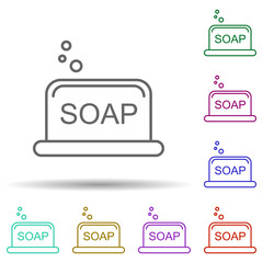 Soap multi color icon. Simple thin line, outline vector of cleaning icons for ui and ux, website or mobile application