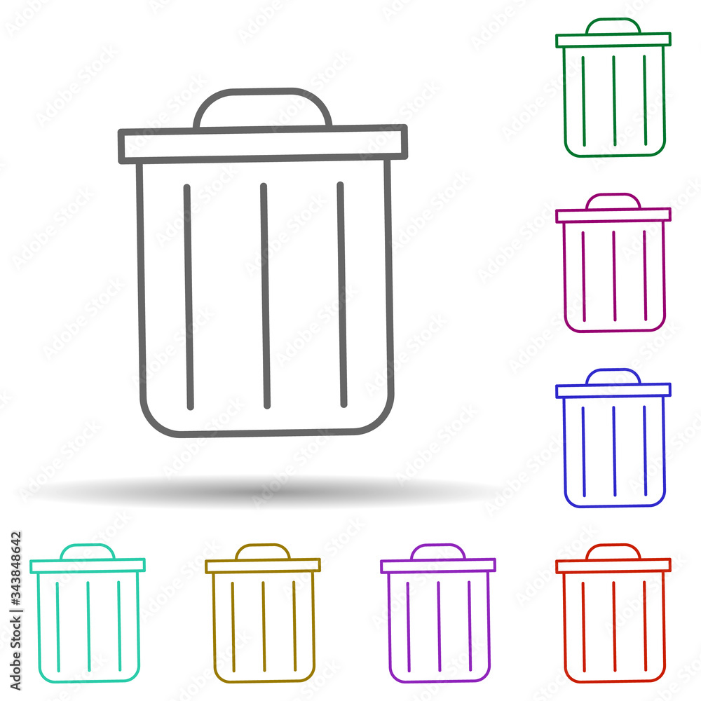 Poster trash box multi color icon. simple thin line, outline vector of cleaning icons for ui and ux, websit