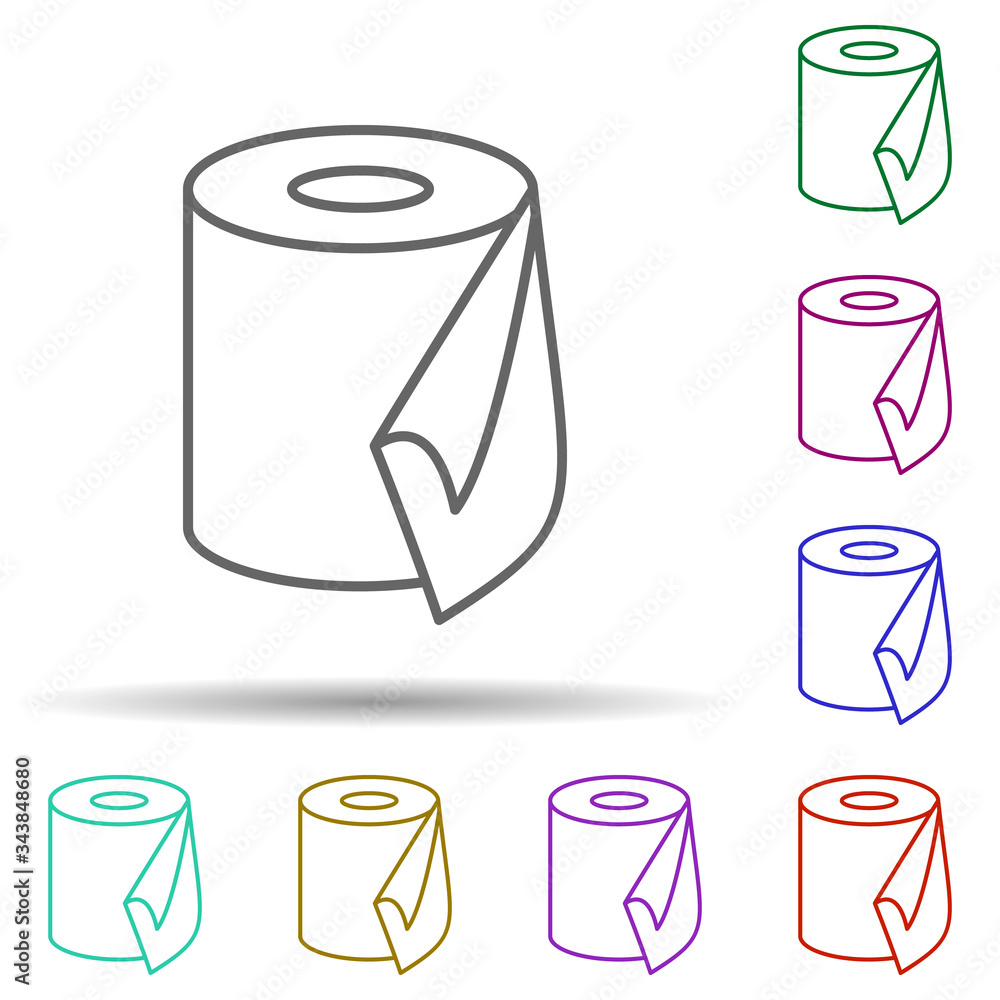 Poster toilet paper multi color icon. simple thin line, outline vector of cleaning icons for ui and ux, web
