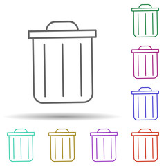 Trash box multi color icon. Simple thin line, outline vector of cleaning icons for ui and ux, website or mobile application