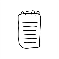 Single element of notebook in doodle business set. Hand drawn vector illustration for cards, posters, stickers and professional design.