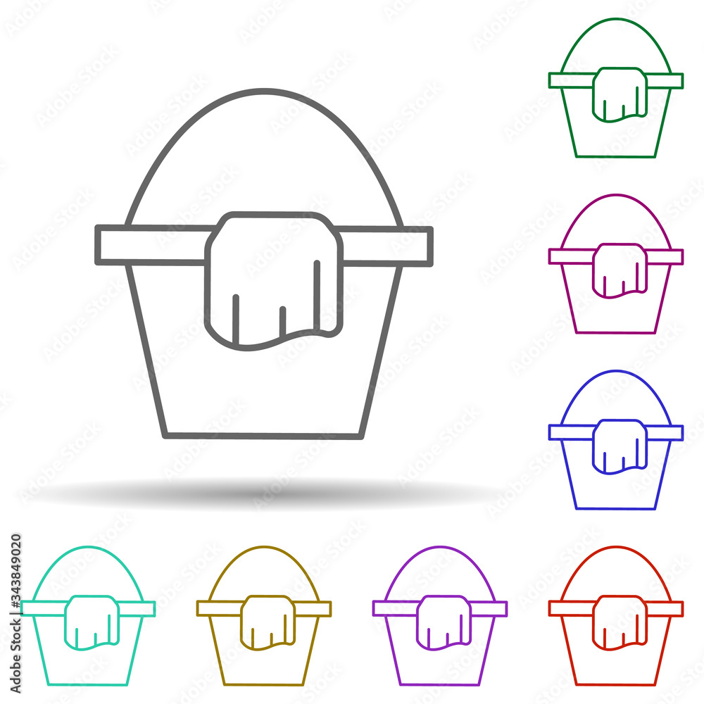 Poster bucket and towel multi color icon. simple thin line, outline vector of cleaning icons for ui and ux,