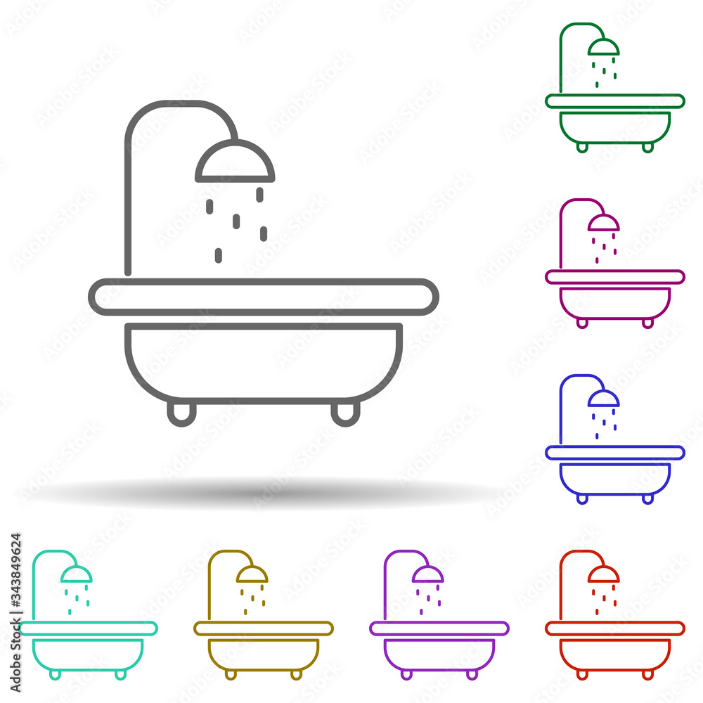 Poster bathroom multi color icon. simple thin line, outline vector of cleaning icons for ui and ux, website