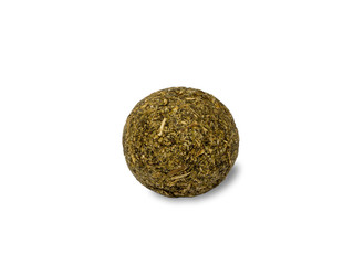 Dried herbal catnip mint ball isolated on white background with clipping path