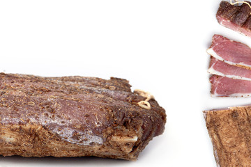 meat, pork fillet, home-made pork meat, white background,