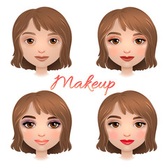 Makeup model face, makeup types for brown-haired girls with brown eyes