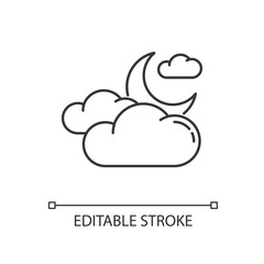 Cloudy night sky pixel perfect linear icon