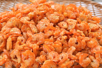 Dried shrimp texture and background. 