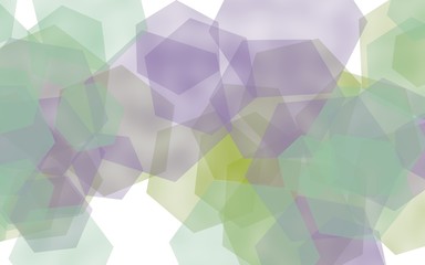 Multicolored translucent hexagons on white background. Blue tones. 3D illustration