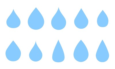 Vector simple water drop icon set. Blue droplet shapes collection