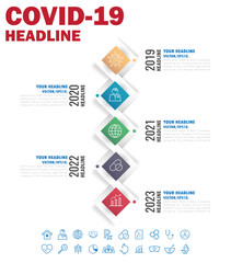 Covid-19 Coronavirus vector icon sign banner.infographic for presentation.Coronavirus outbreak in the world.