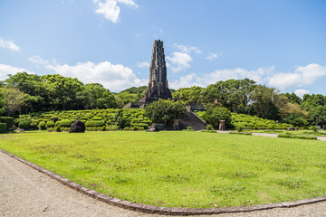 Fototapeta na wymiar Heiwadai Park, or Peace Tower Park, was built in 1940 to celebrate the 2600th anniversary of the ascension of Emperor Jimmu on August 27, 2015