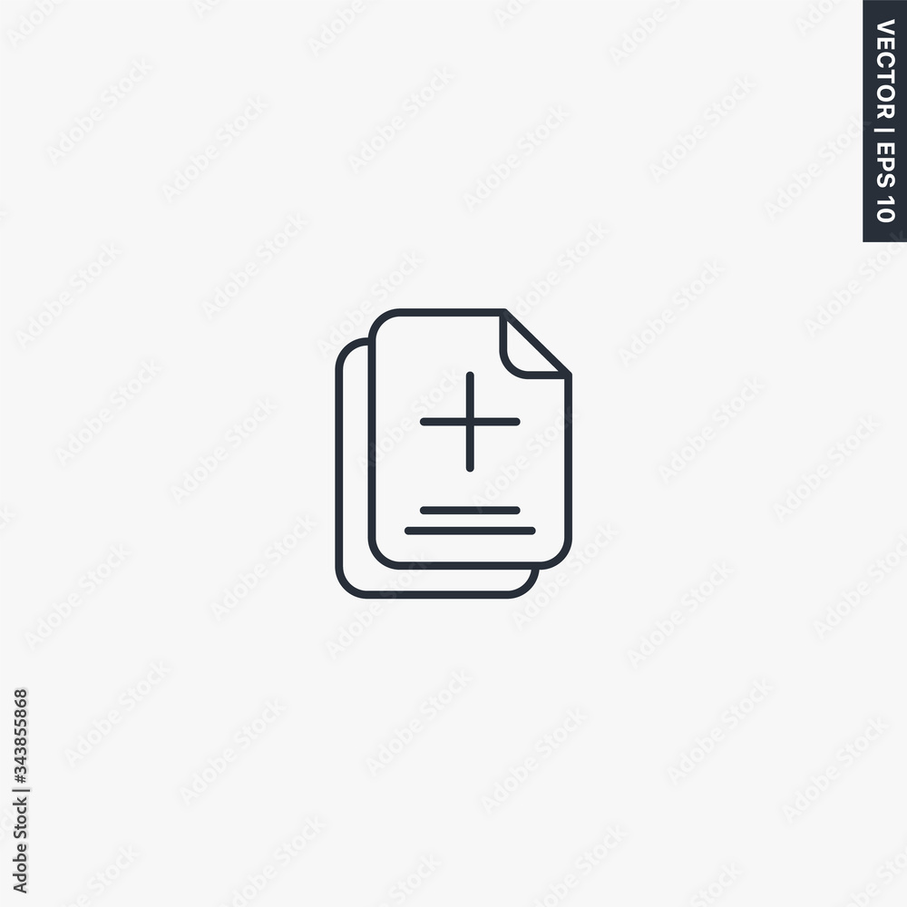 Poster add document, linear style sign for mobile concept and web design