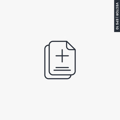 Add document, linear style sign for mobile concept and web design