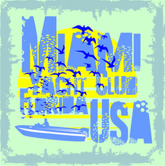 florida miami south beach t shirt print embroidery graphic design vector art