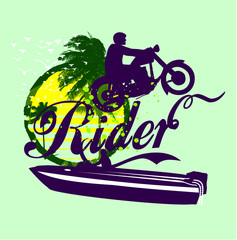 boat and motorcycle print embroidery graphic design vector art