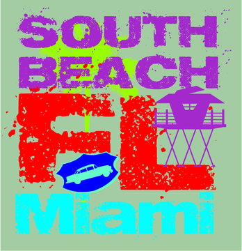 florida miami south beach t shirt print embroidery graphic design vector art